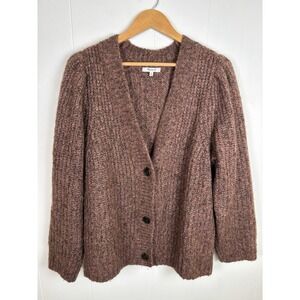 Madewell XL Alpaca Merino Wool Blend Button Down Cardigan Dusty Rose Brown